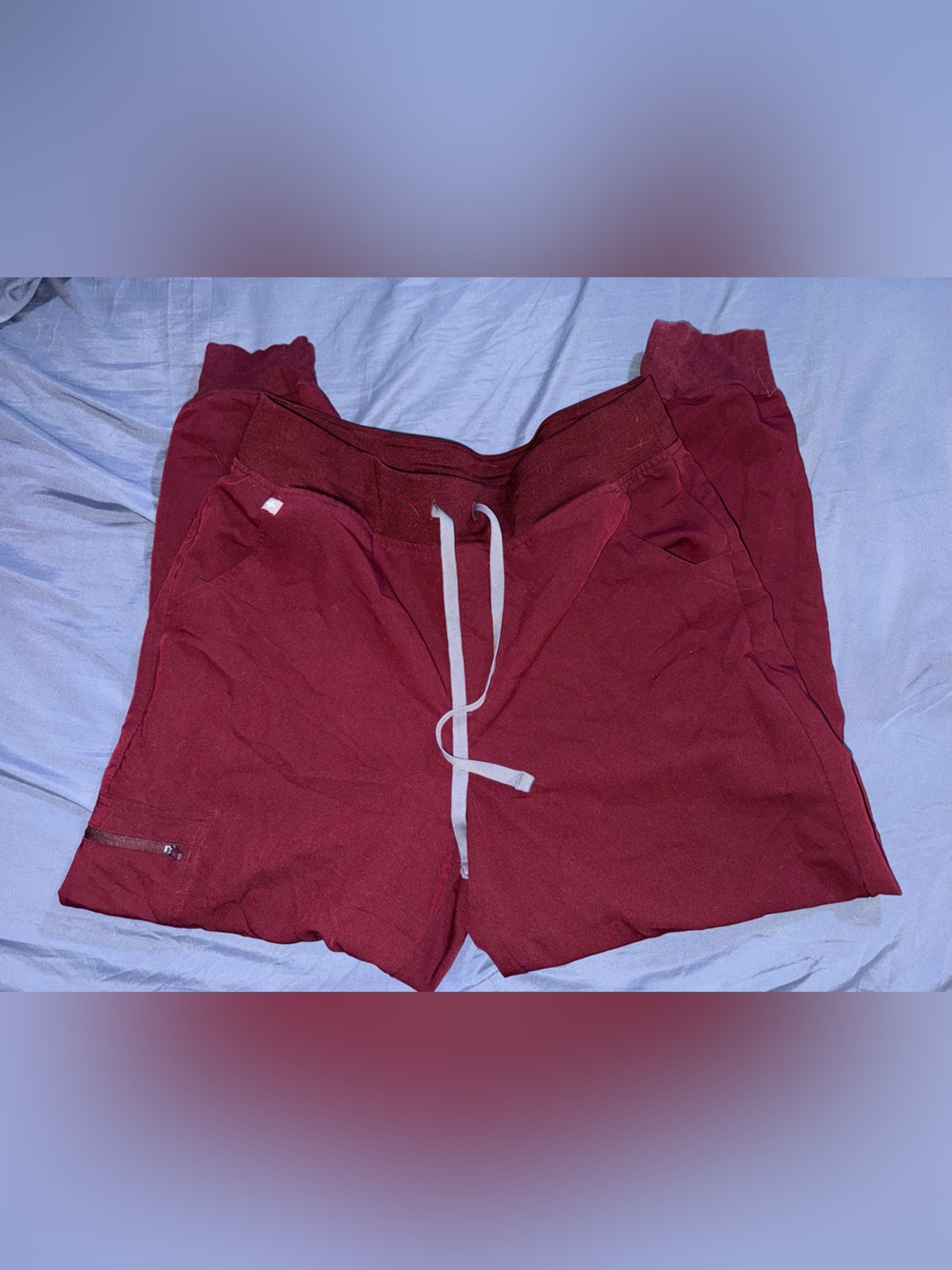 Figs Catarina Scrub Top and High Rise Zamora Jogger Scrub Pants Burgundy color - Picture 3 of 5